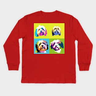 Havanese Pop Art - Dog Lover Gifts Kids Long Sleeve T-Shirt